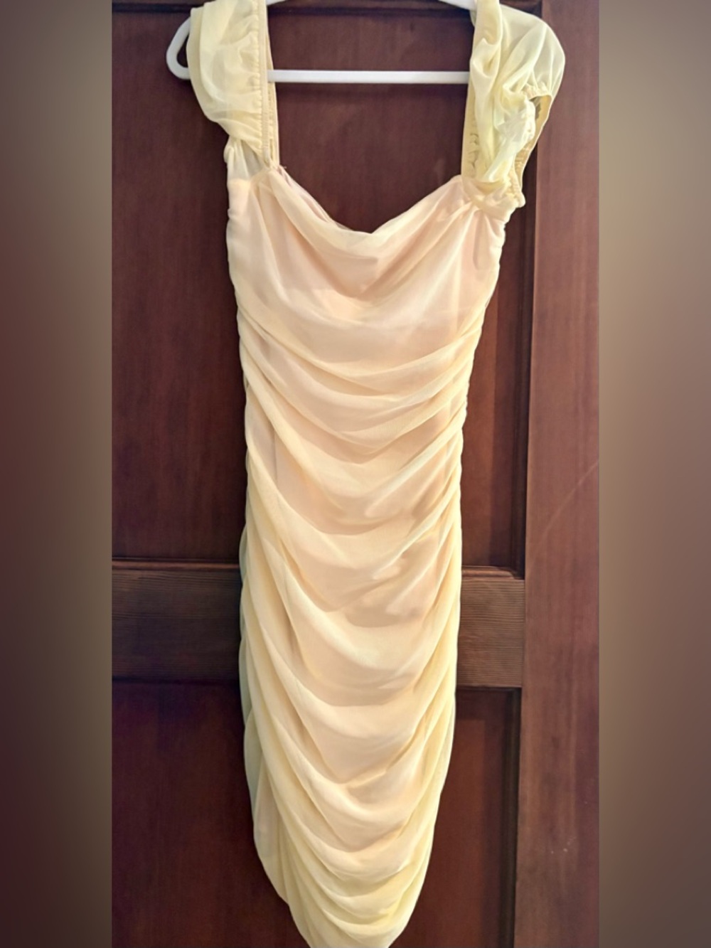 Princess Polly Pale Yellow Ruched Midi Dress